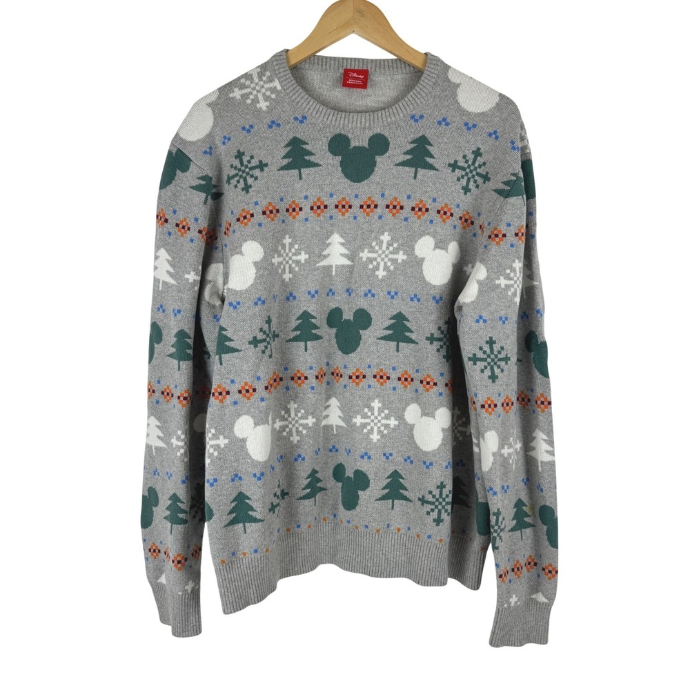 Disney Mickey Fair Isle Crew Neck Sweater Men's Size M Christmas Holiday